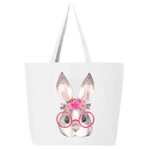 Cute Bunny Face Glasses Floral Rabbit Happy Easter Day 25L Jumbo Tote