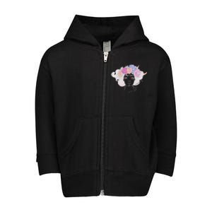 Cute Boho Flower Crown Woman Toddler Zip Fleece Hoodie