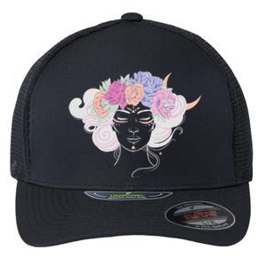 Cute Boho Flower Crown Woman Flexfit Unipanel Trucker Cap