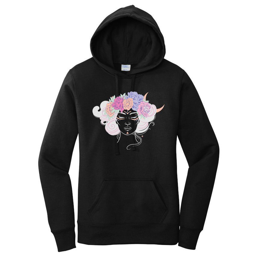 Cute Boho Flower Crown Woman Women's Pullover Hoodie