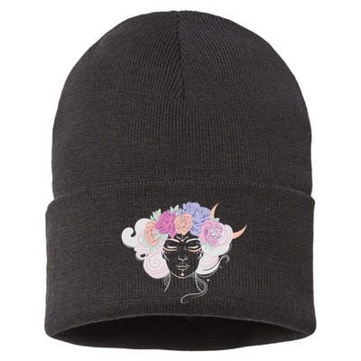 Cute Boho Flower Crown Woman Sustainable Knit Beanie