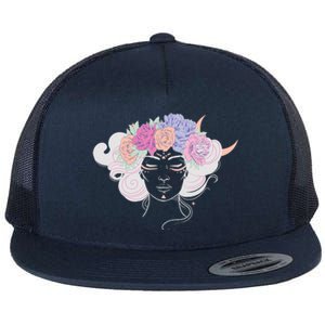 Cute Boho Flower Crown Woman Flat Bill Trucker Hat