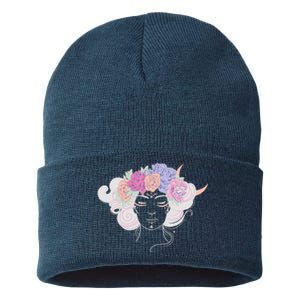 Cute Boho Flower Crown Woman Sustainable Knit Beanie