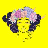 Cute Boho Flower Crown Woman Button
