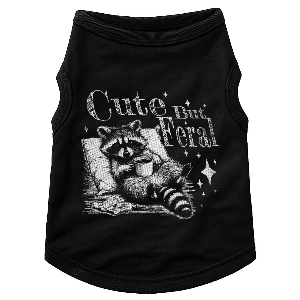 Cute But Feral Funny Raccoon Meme Love Coffee Gift Doggie Tank