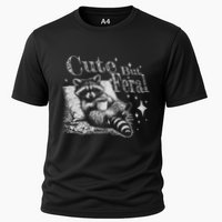 Cute But Feral Funny Raccoon Meme Love Coffee Gift Cooling Performance Crew T-Shirt