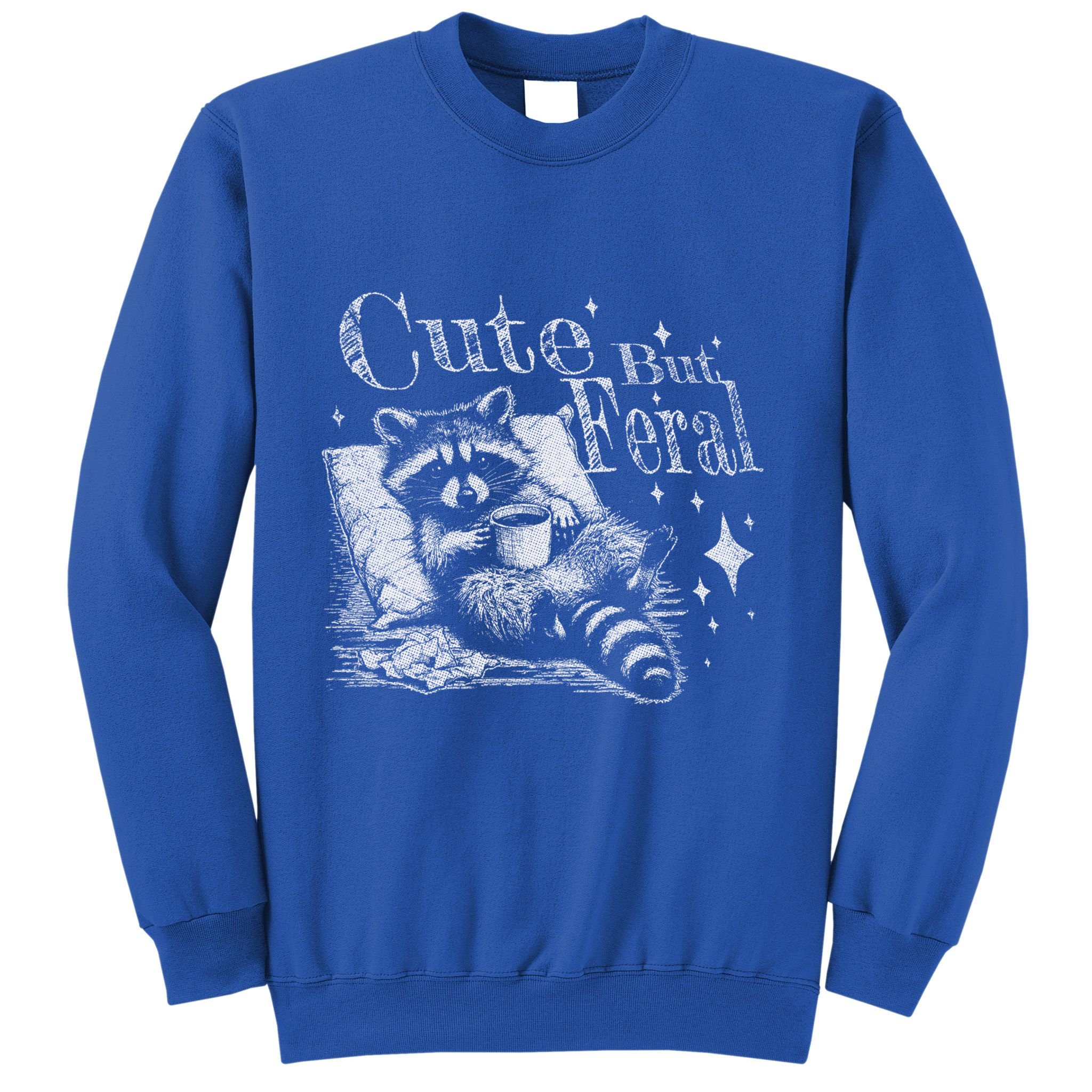 Cute But Feral Funny Raccoon Meme Love Coffee Gift Sweatshirt