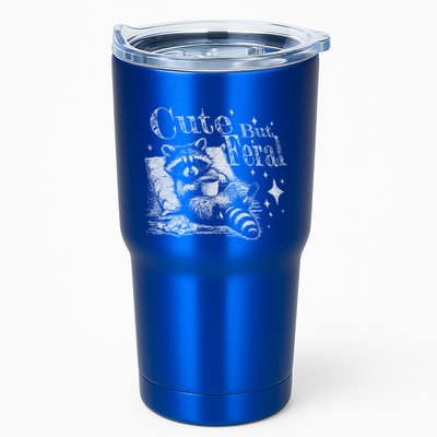 Cute But Feral Funny Raccoon Meme Love Coffee Gift Tumbler