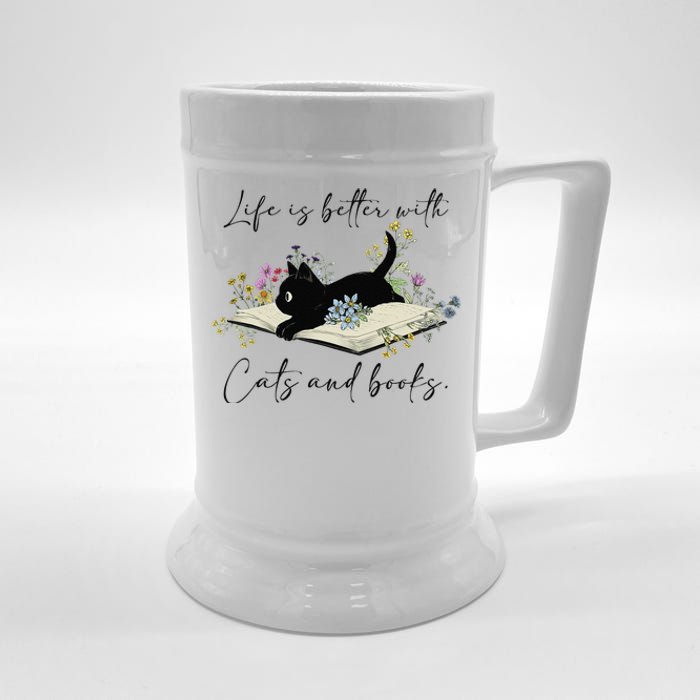 Cat Book For  Life Is Better With Cats And Books Beer Stein