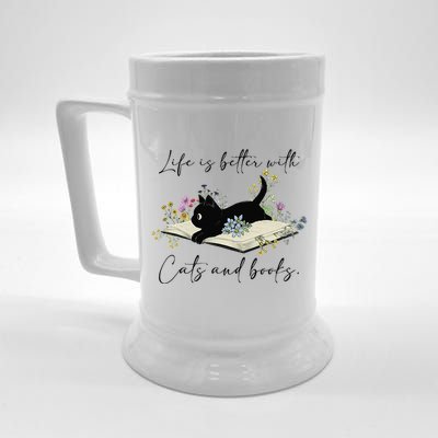 Cat Book For  Life Is Better With Cats And Books Beer Stein