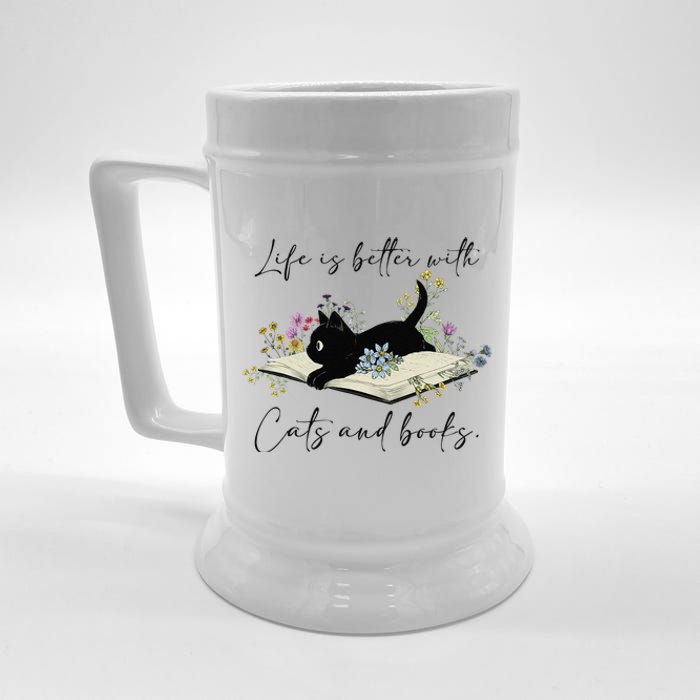 Cat Book For  Life Is Better With Cats And Books Beer Stein