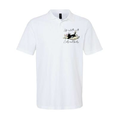 Cat Book For  Life Is Better With Cats And Books Softstyle Adult Sport Polo