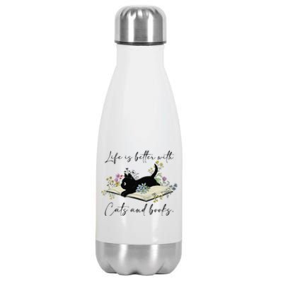 Cat Book For  Life Is Better With Cats And Books Stainless Steel Insulated Water Bottle