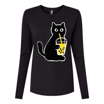 Cat Boba Funny Anime Japanese Womens Cotton Relaxed Long Sleeve T-Shirt