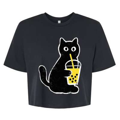 Cat Boba Funny Anime Japanese Bella+Canvas Jersey Crop Tee