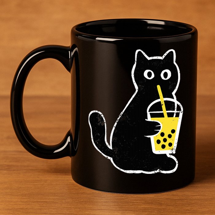 Cat Boba Funny Anime Japanese 11oz C Handle Ceramic Mug