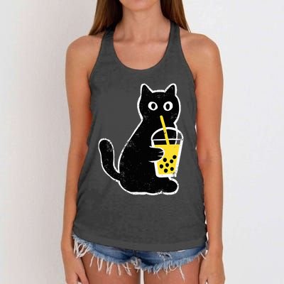 Cat Boba Funny Anime Japanese Women's Knotted Racerback Tank