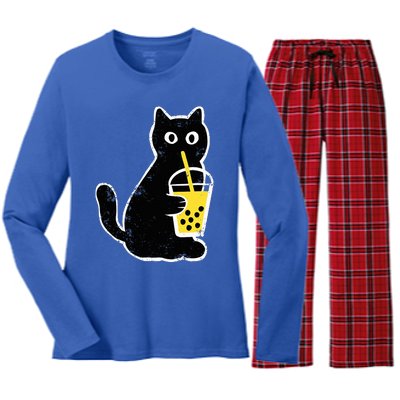 Cat Boba Funny Anime Japanese Women's Long Sleeve Flannel Pajama Set 