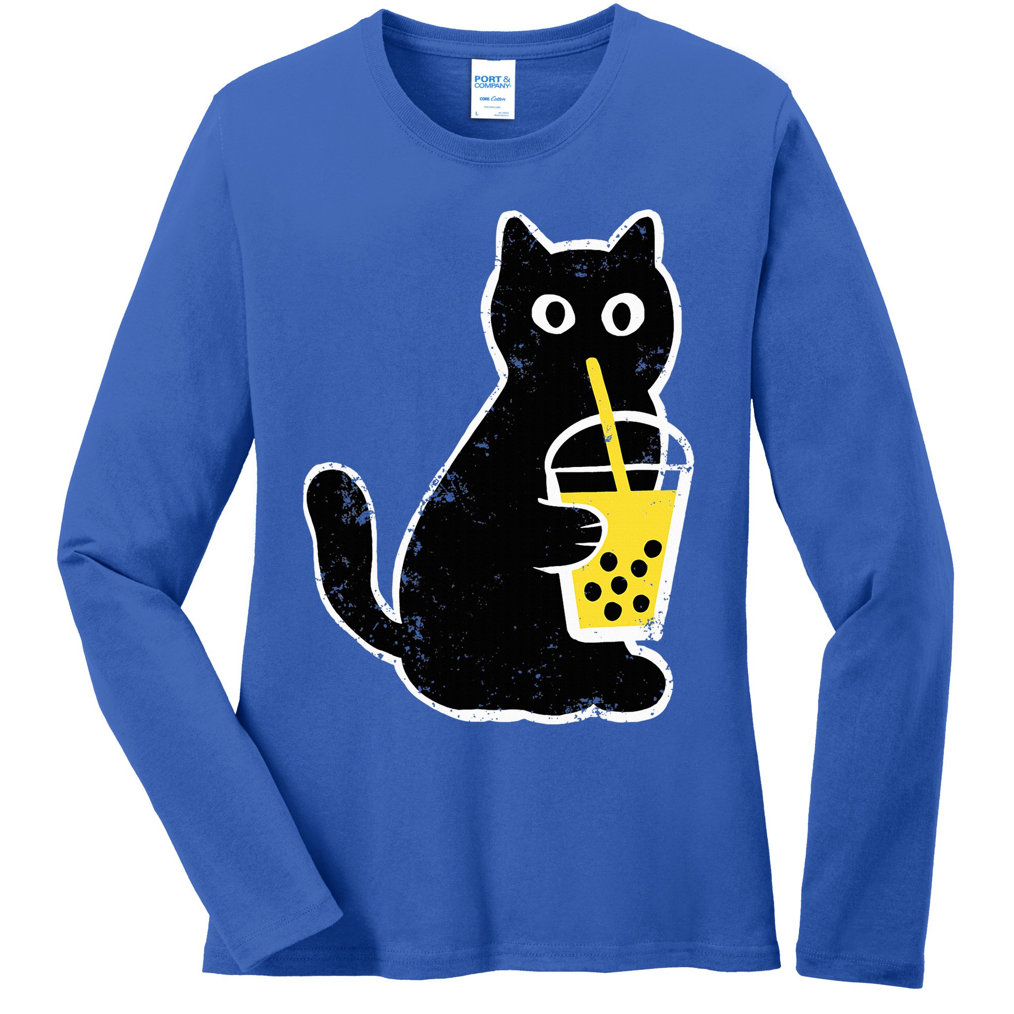Cat Boba Funny Anime Japanese Ladies Long Sleeve Shirt