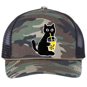 Cat Boba Funny Anime Japanese Retro Rope Trucker Hat Cap