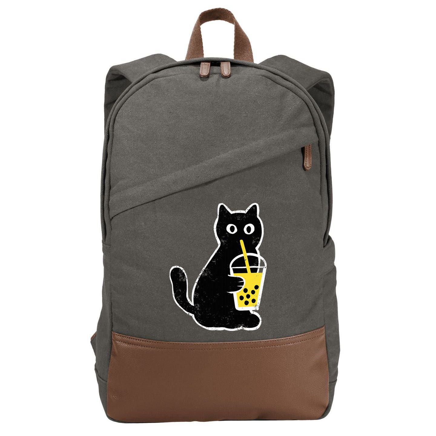 Cat Boba Funny Anime Japanese Cotton Canvas Backpack