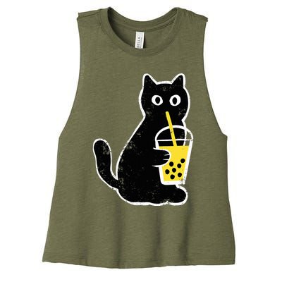 Cat Boba Funny Anime Japanese Women's Racerback Cropped Tank