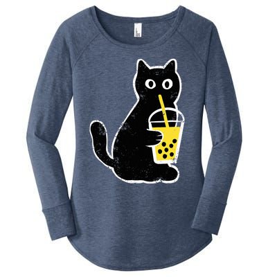 Cat Boba Funny Anime Japanese Women's Perfect Tri Tunic Long Sleeve Shirt