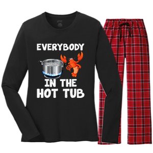 Crawfish Boil Funny Crayfish Everybody In The Hot Tub Women's Long Sleeve Flannel Pajama Set 