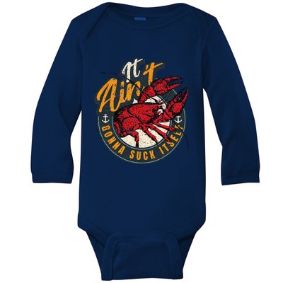 Crawfish Boil Funny Suck Itself Bayou Cajun Seafood Festival Baby Long Sleeve Bodysuit