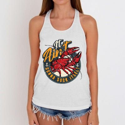 Crawfish Boil Funny Suck Itself Bayou Cajun Seafood Festival Women's Knotted Racerback Tank