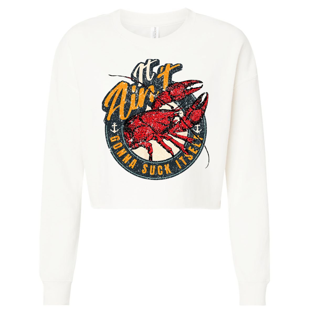 Crawfish Boil Funny Suck Itself Bayou Cajun Seafood Festival Cropped Pullover Crew
