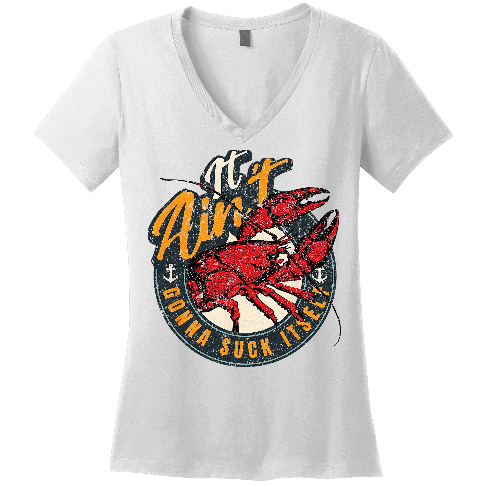 Crawfish Boil Funny Suck Itself Bayou Cajun Seafood Festival Women's V-Neck T-Shirt
