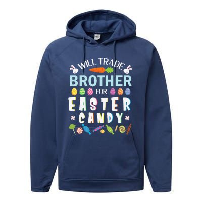 Cute Bunnies Face Will Trade Brother For Easter Candy Eggs Performance Fleece Hoodie