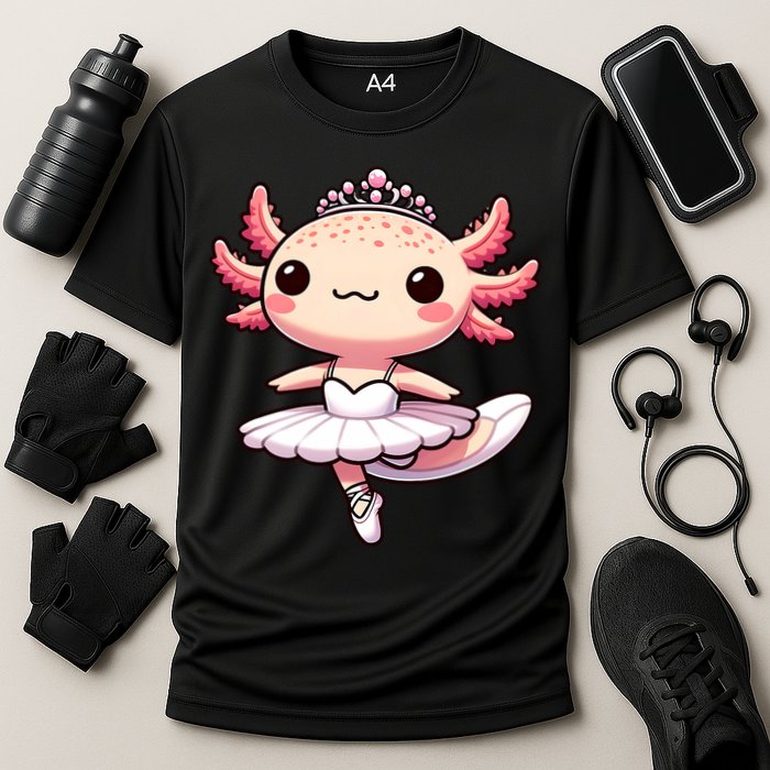 Cute Ballerina Funny Ballet Cute Axolotl Funny Dance Cooling Performance Crew T-Shirt