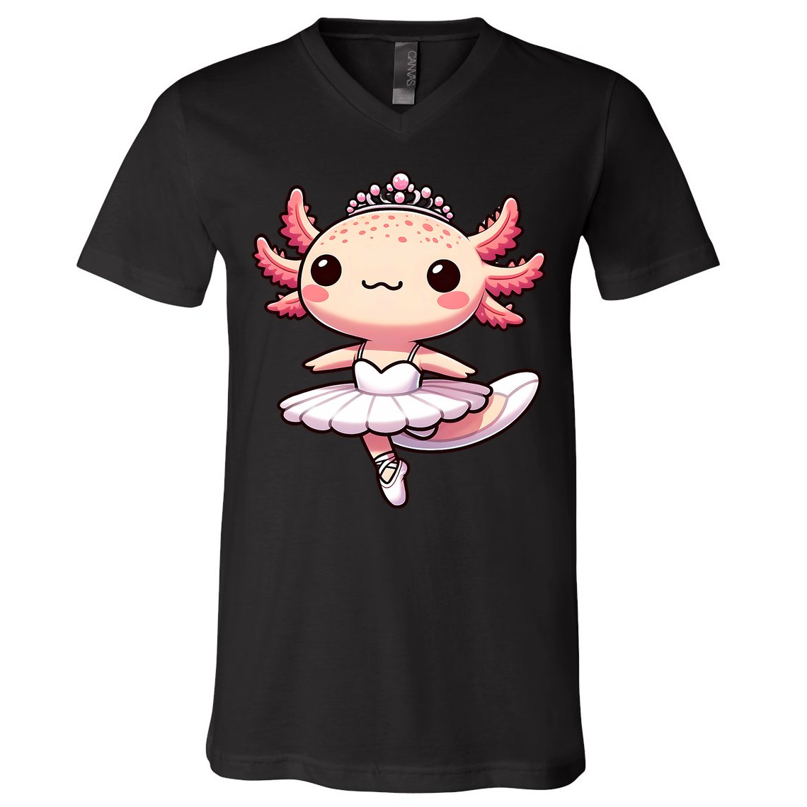 Cute Ballerina Funny Ballet Cute Axolotl Funny Dance V-Neck T-Shirt