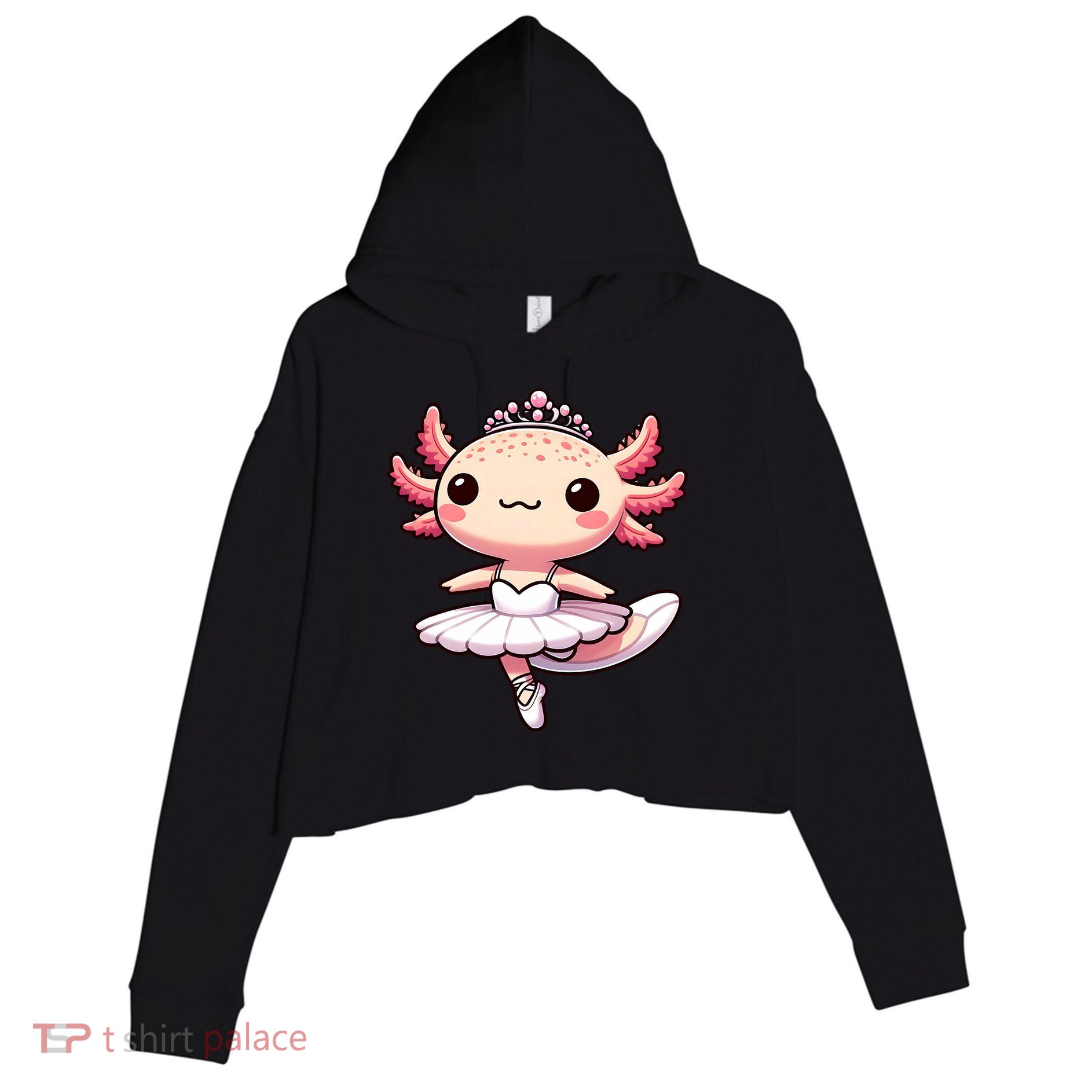 Cute Ballerina Funny Ballet Cute Axolotl Funny Dance Crop Fleece Hoodie