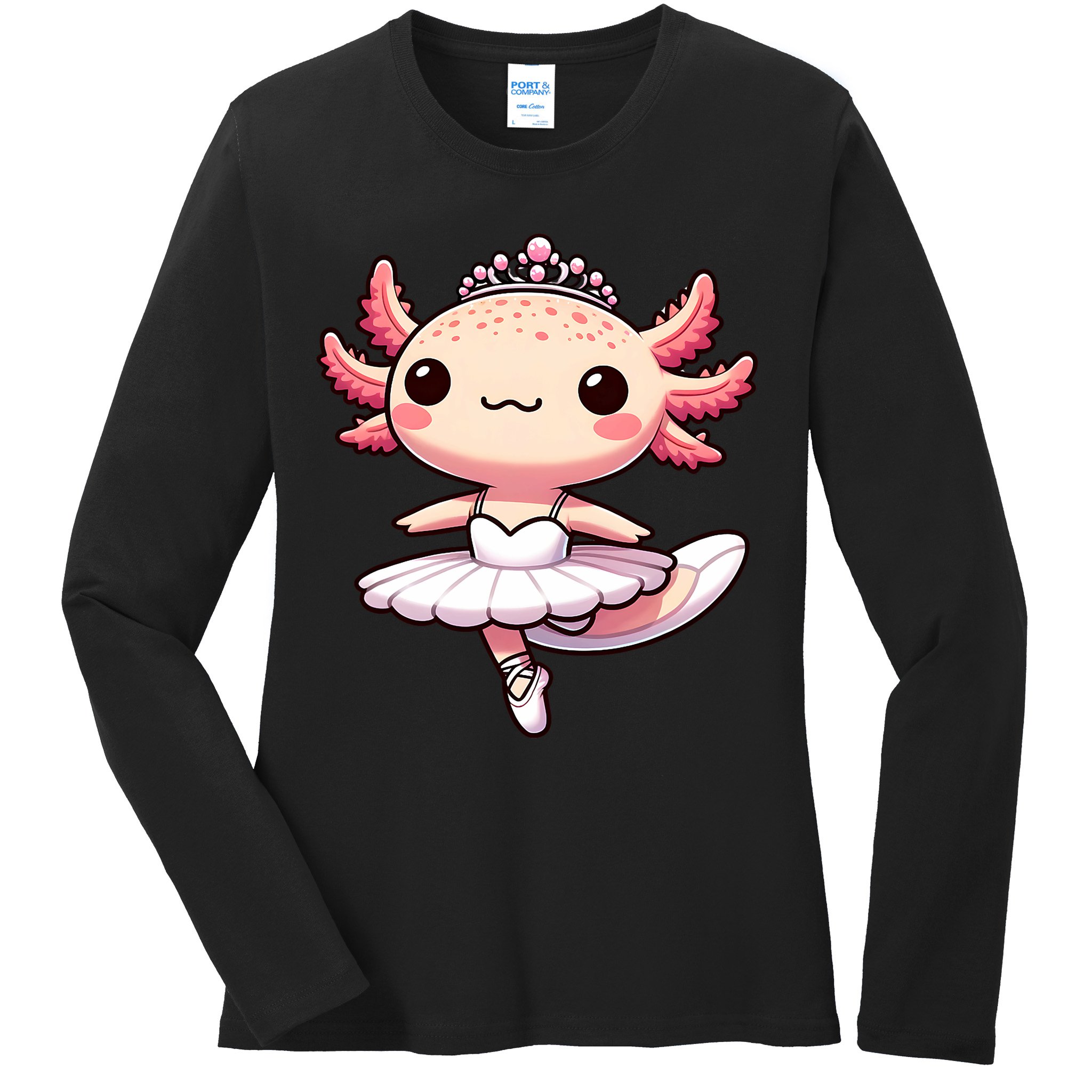 Cute Ballerina Funny Ballet Cute Axolotl Funny Dance Ladies Long Sleeve Shirt