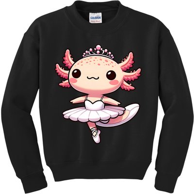 Cute Ballerina Funny Ballet Cute Axolotl Funny Dance Kids Sweatshirt