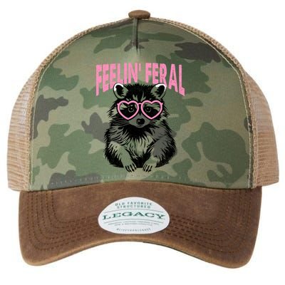 Cute But Feral Feeling Feral Raccon Gift Legacy Tie Dye Trucker Hat