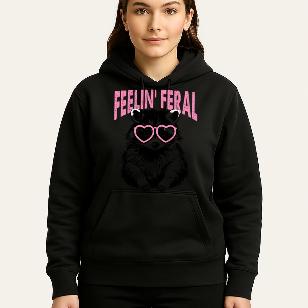 Cute But Feral Feeling Feral Raccon Gift Hoodie