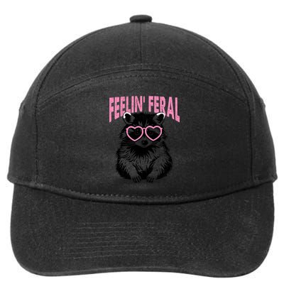 Cute But Feral Feeling Feral Raccon Gift 7-Panel Snapback Hat