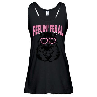 Cute But Feral Feeling Feral Raccon Gift Ladies Essential Flowy Tank
