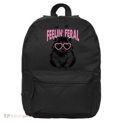 Cute But Feral Feeling Feral Raccon Gift 16 in Basic Backpack