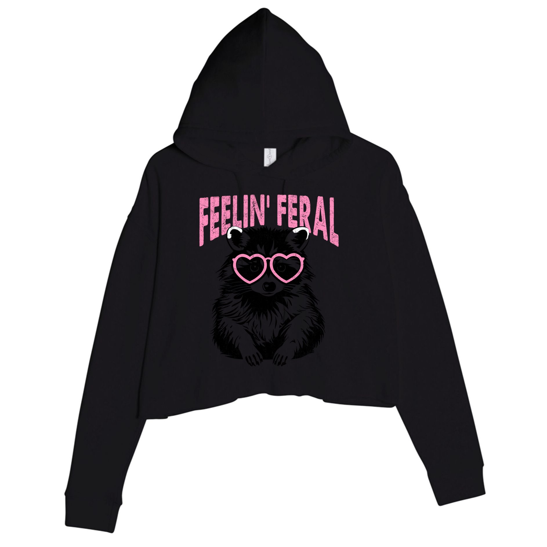 Cute But Feral Feeling Feral Raccon Gift Crop Fleece Hoodie