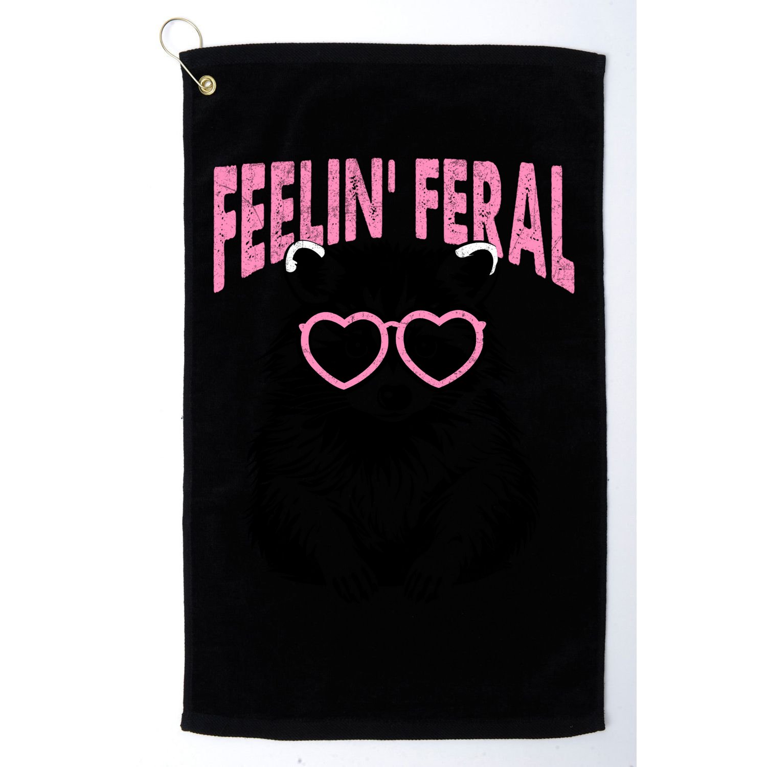Cute But Feral Feeling Feral Raccon Gift Golf Towel