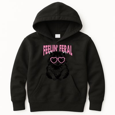Cute But Feral Feeling Feral Raccon Gift Kids Hoodie