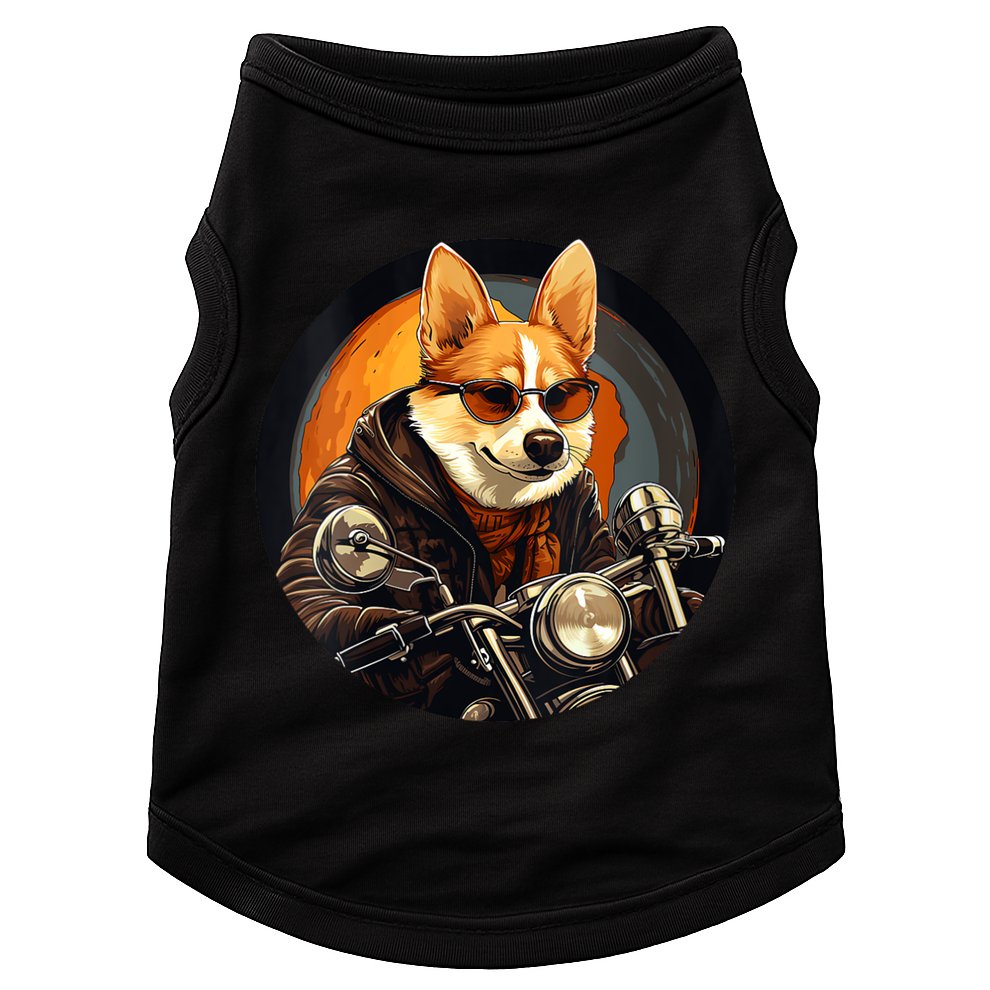 Corgi Biker Funny Dog Motorcycle VNeck Doggie Tank