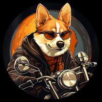 Corgi Biker Funny Dog Motorcycle VNeck Hoodie