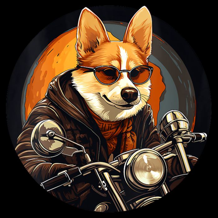 Corgi Biker Funny Dog Motorcycle VNeck Hoodie