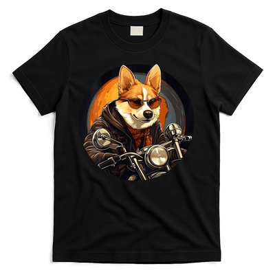 Corgi Biker Funny Dog Motorcycle VNeck T-Shirt
